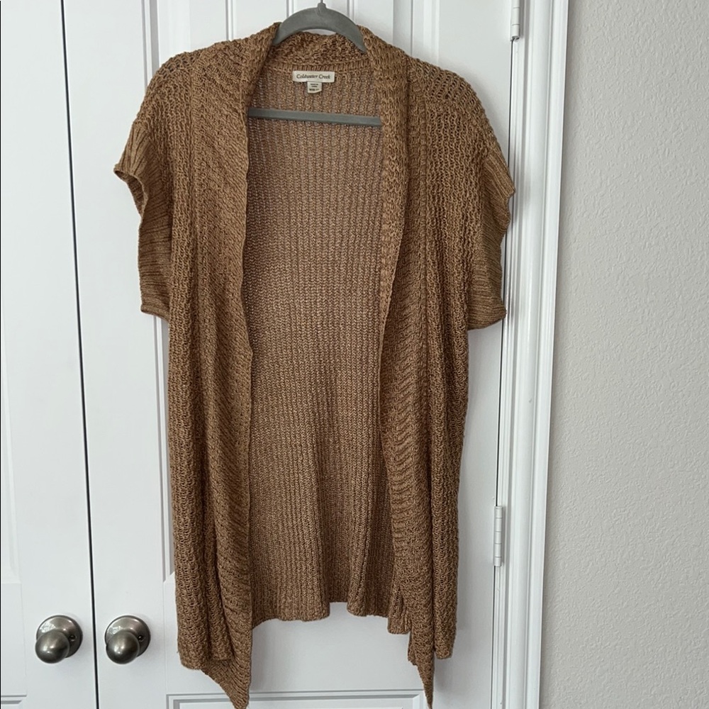 Coldwater Creek Women's Open Front Knit Cardigan Sweater - Brown